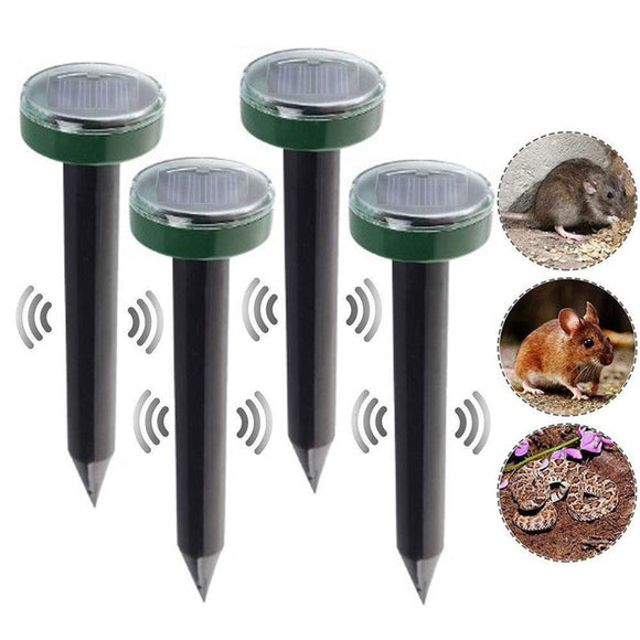 4Pcs Mole Rat Repellent Solar Ultrasonic Repeller Spike Garden Pest Deterrent