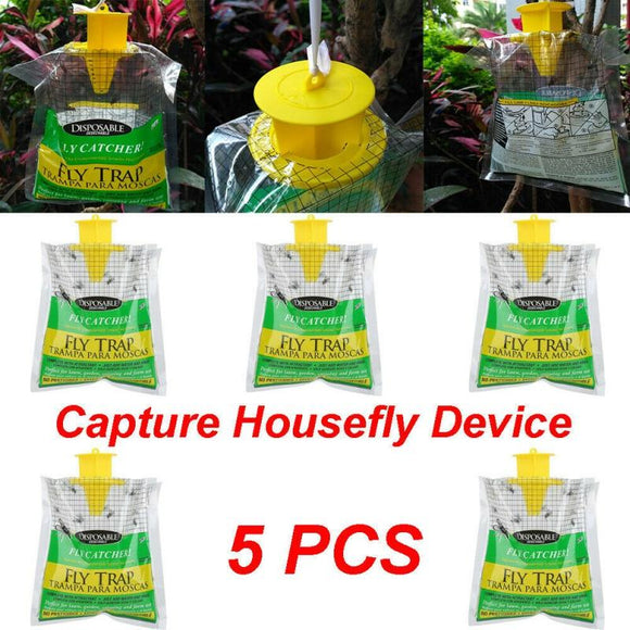 5PCS Flycatcher Bag Home Garden Outdoor Disposable Fly Catcher Control Trap Insecticide Flies Flycatcher Trap attractant